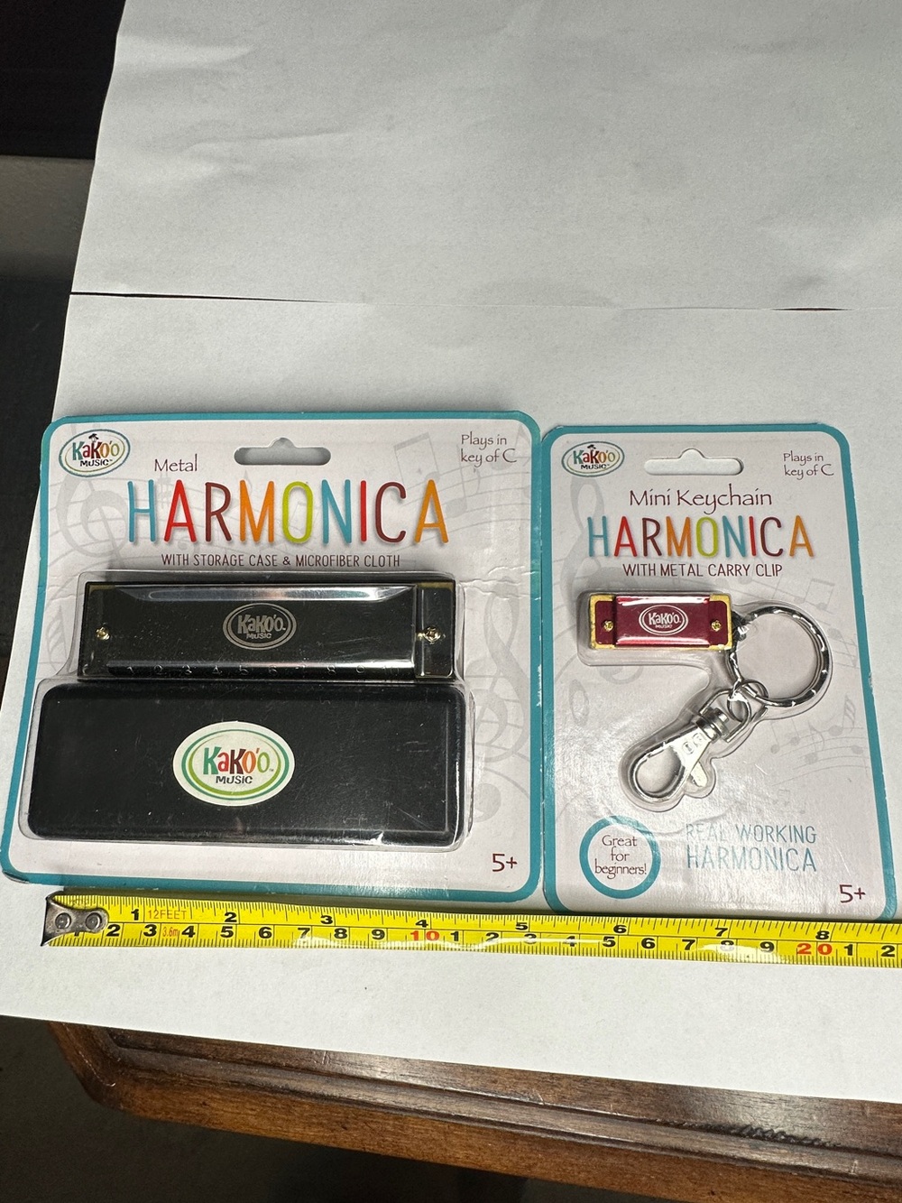 Harmonica Set and Mini Keychain - Black and Red